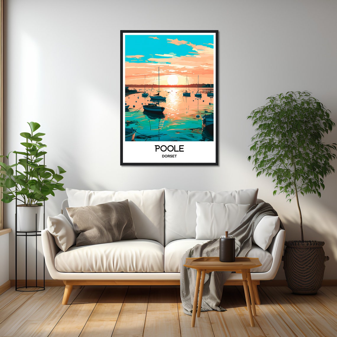 Poole Dorset England Harbour Sunset Sailboats Scene Travel Poster - Image 2