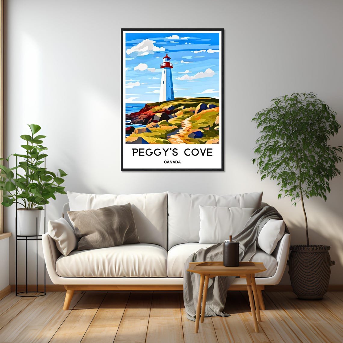 Peggy's Cove Canada Lighthouse Travel Poster On Rocky Atlantic Coast - Image 2