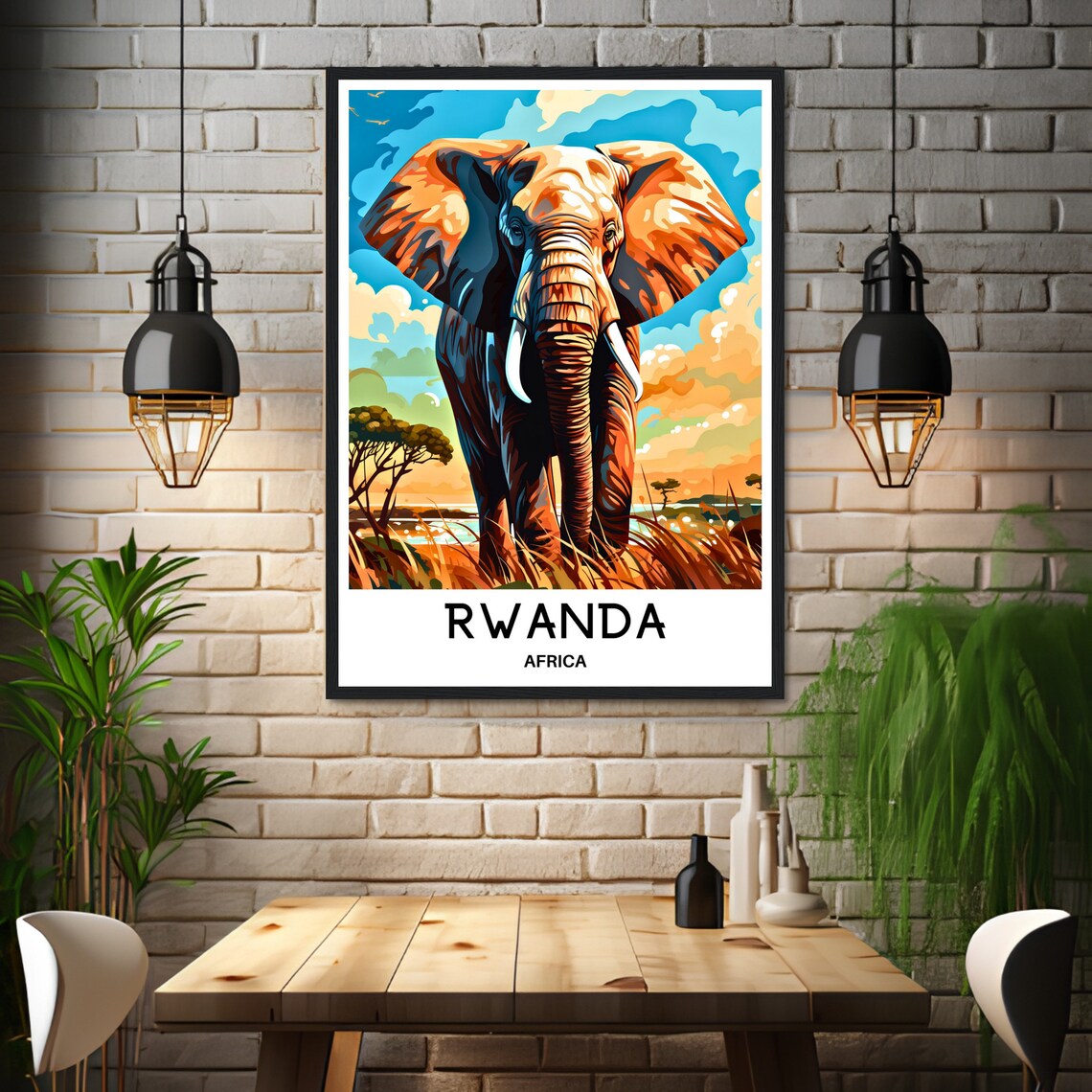 Rwanda Travel Poster, African Art Illustration - Image 3