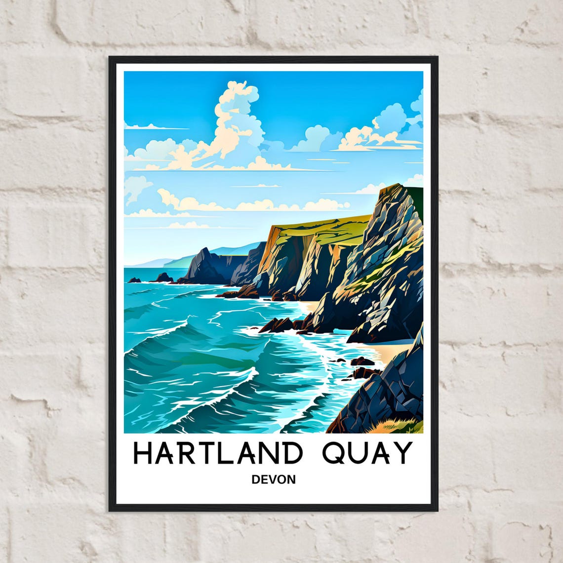 Hartland Quay Devon Rugged Cliffs Turquoise Sea Travel Poster - Image 2