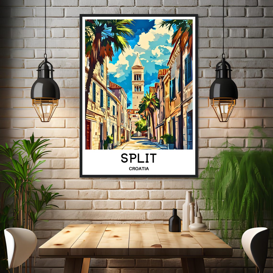 Split Croatia Old Town Street With Historic Bell Tower Travel Poster - Image 3