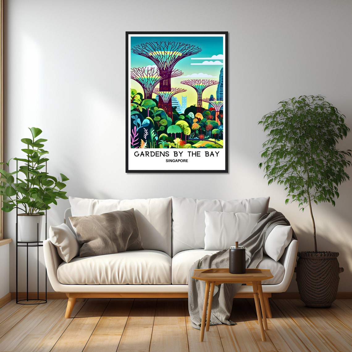 Gardens by the Bay Singapore Supertrees Illustrated Travel Poster - Image 2