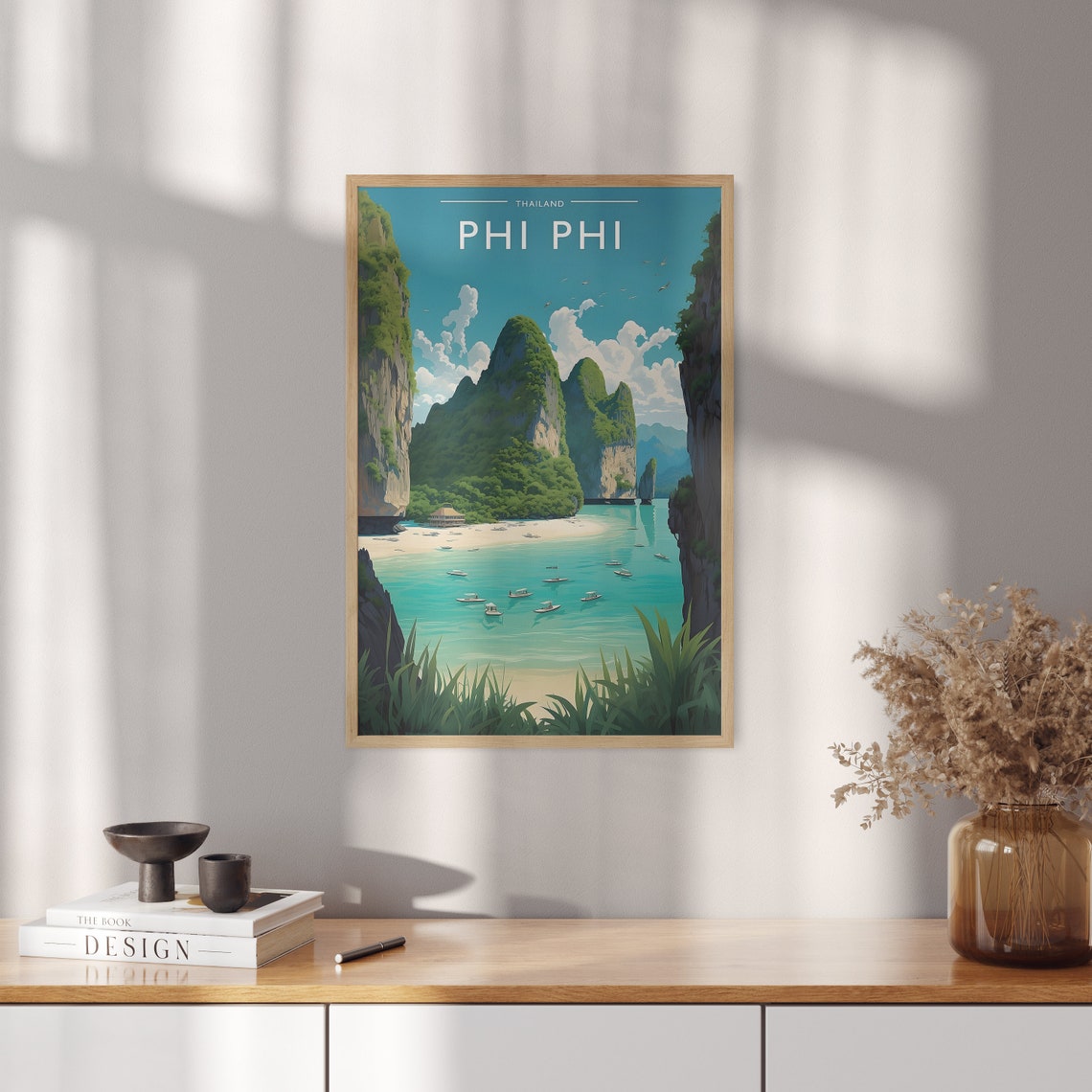 Phi Phi Thailand Vintage Travel Illustration Beach Lagoon Poster - Image 5