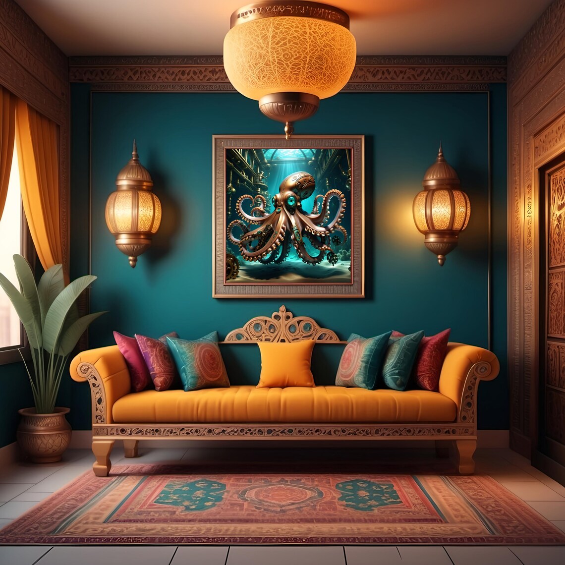 Mechanical Octopus, Steampunk Ocean Art Print - Image 3