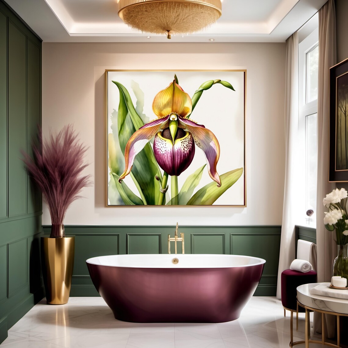 Lady Slipper Orchid Watercolor Botanical Art Print - Image 2