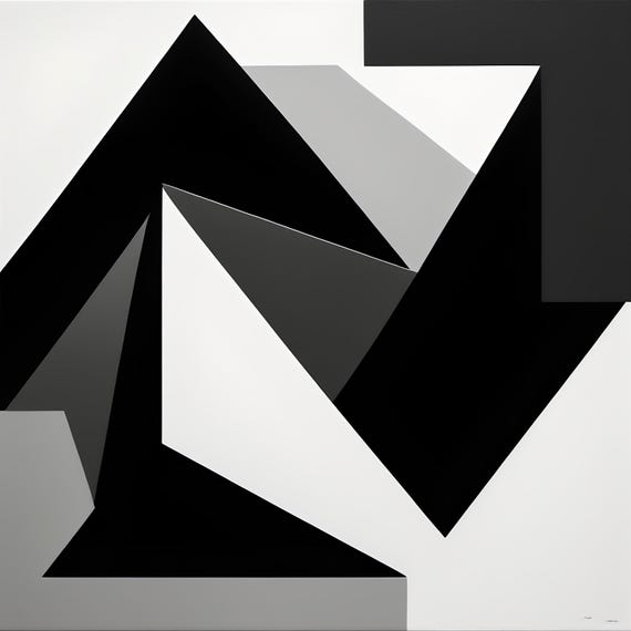 Minimalist Black And White Abstract Geometric Modern Art High Contrast Elegant Wall Decor For Home Or Office