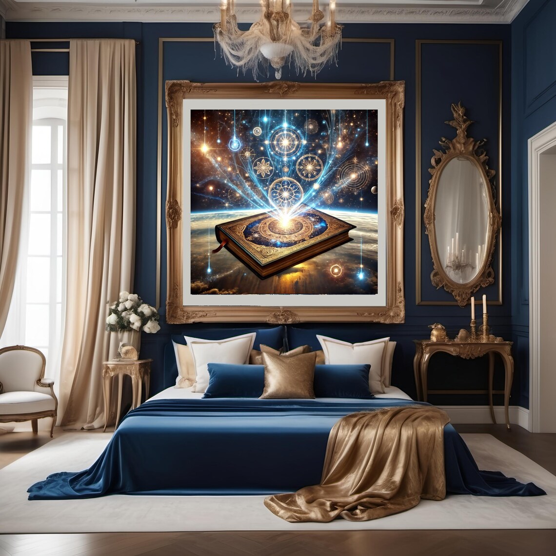 Celestial Spellbook Grimoire Arcane Symbols Glowing Magic Book Fantasy Print - Image 2