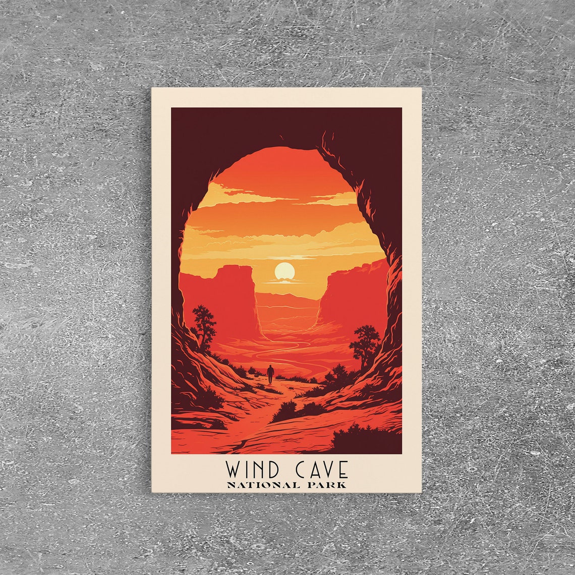 Wind Cave National Park Red Canyon Sunset Cave View Travel Poster - Image 2