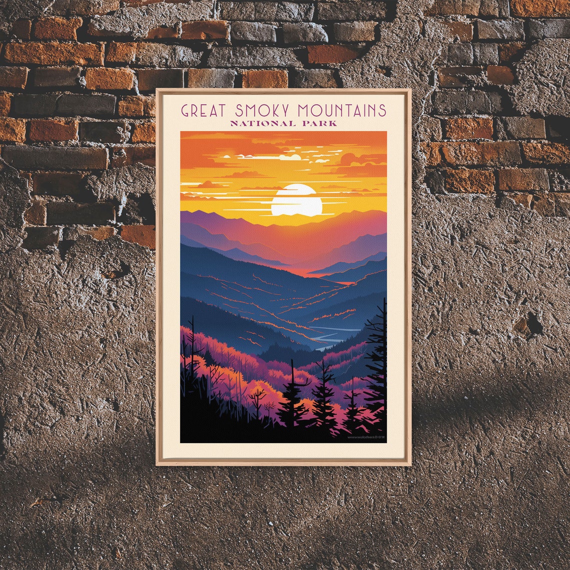 Great Smoky Mountains National Park Blue Ridge Sunset Travel Poster - Image 2