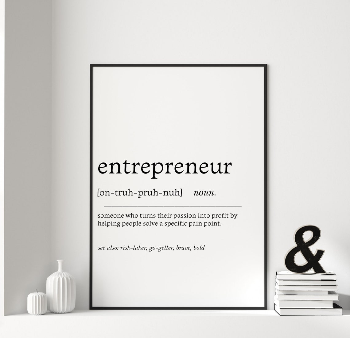 Entrepreneur Noun Definition Dictionary Style Motivational Poster