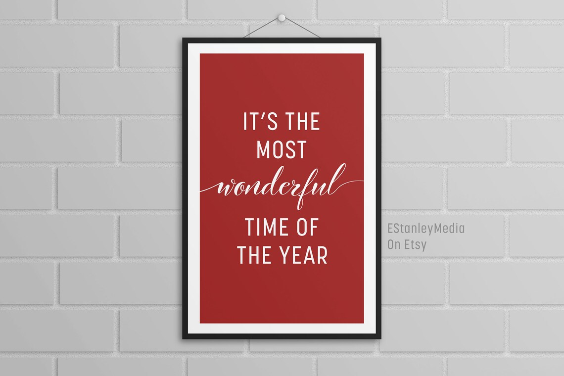Its the Most Wonderful Time of the Year Christmas Quote Poster Red