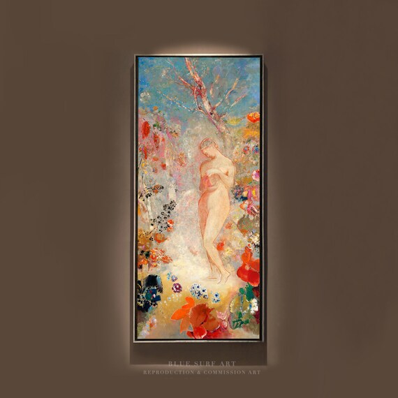 Odilon Redon Pandora 1914 Dreamlike Nude Among Flowers Poster
