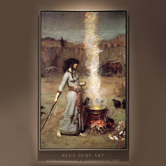 The Magic Circle By John William Waterhouse Reproduction Art Waterhouse Handmade Wall Art Housewarming Gift Painting Home Deco