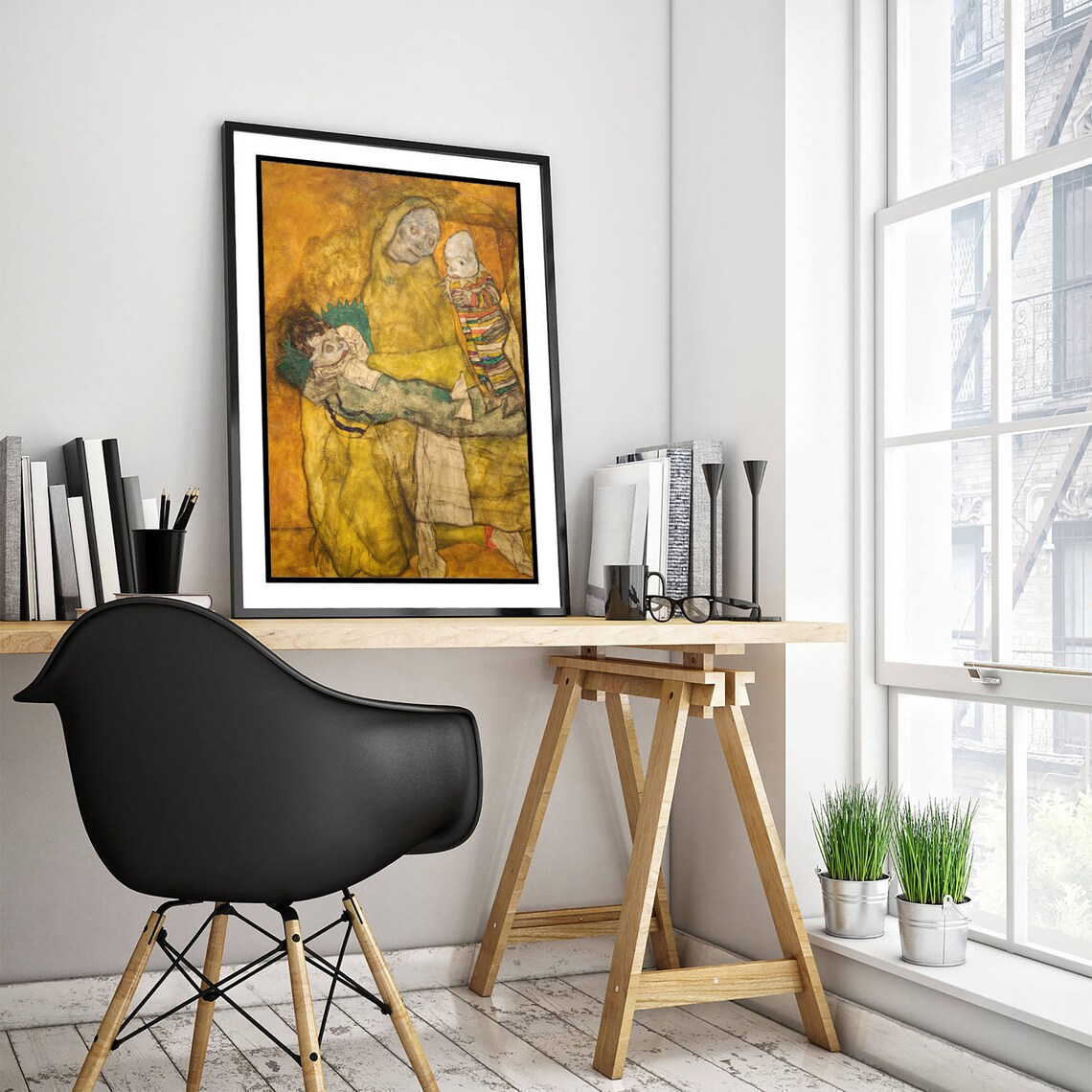 Egon Schiele Mother with Two Children 1915 Classic Painting Poster - Image 2