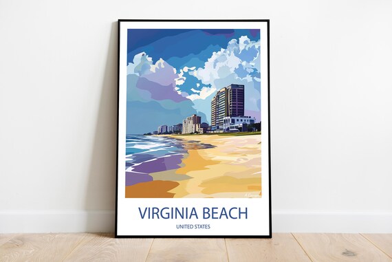 Handmade Virginia Beach United States Poster Wall Art Modern Travel Framed Birthday Home Made Decor Gift Vector Illustration