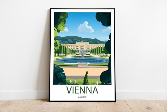 Handmade Vienna Austria Poster Wall Art Modern Travel Framed Birthday Home Made Decor Gift Vector Illustration Print Painting
