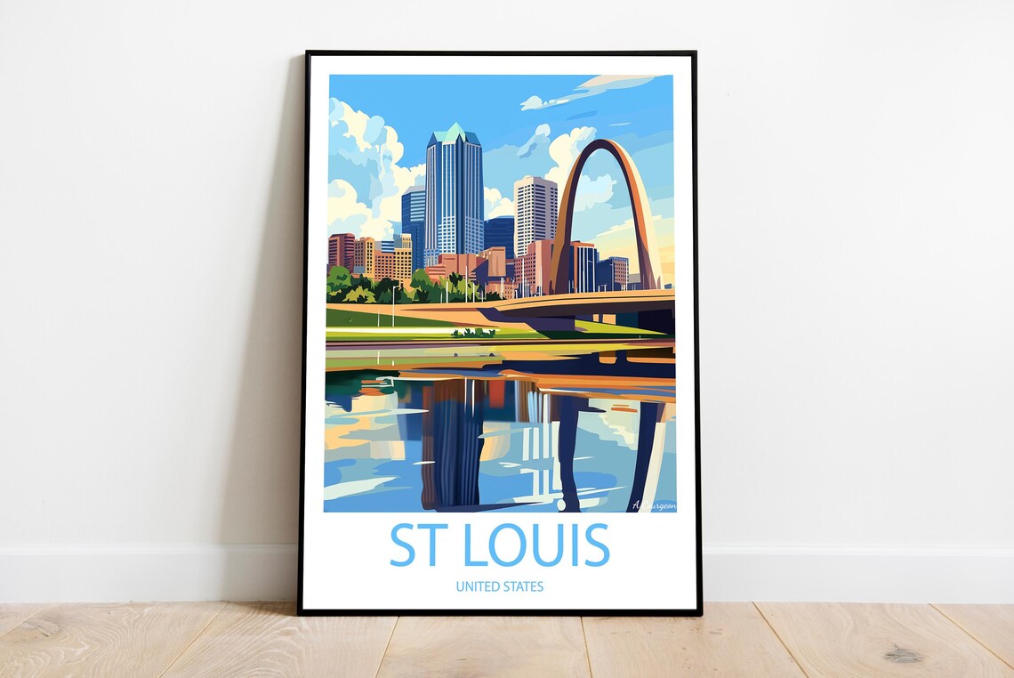 St Louis Gateway Arch River United States Skyline Travel Poster