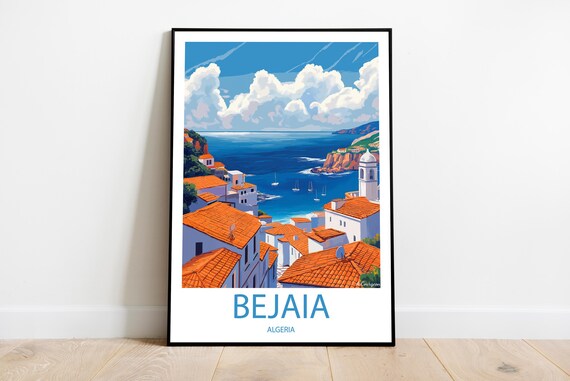 Handmade Poster Of Bejaia Algeria Wall Art Modern Travel Framed Birthday Home Made Decor Gift Vector Illustration Print Painting