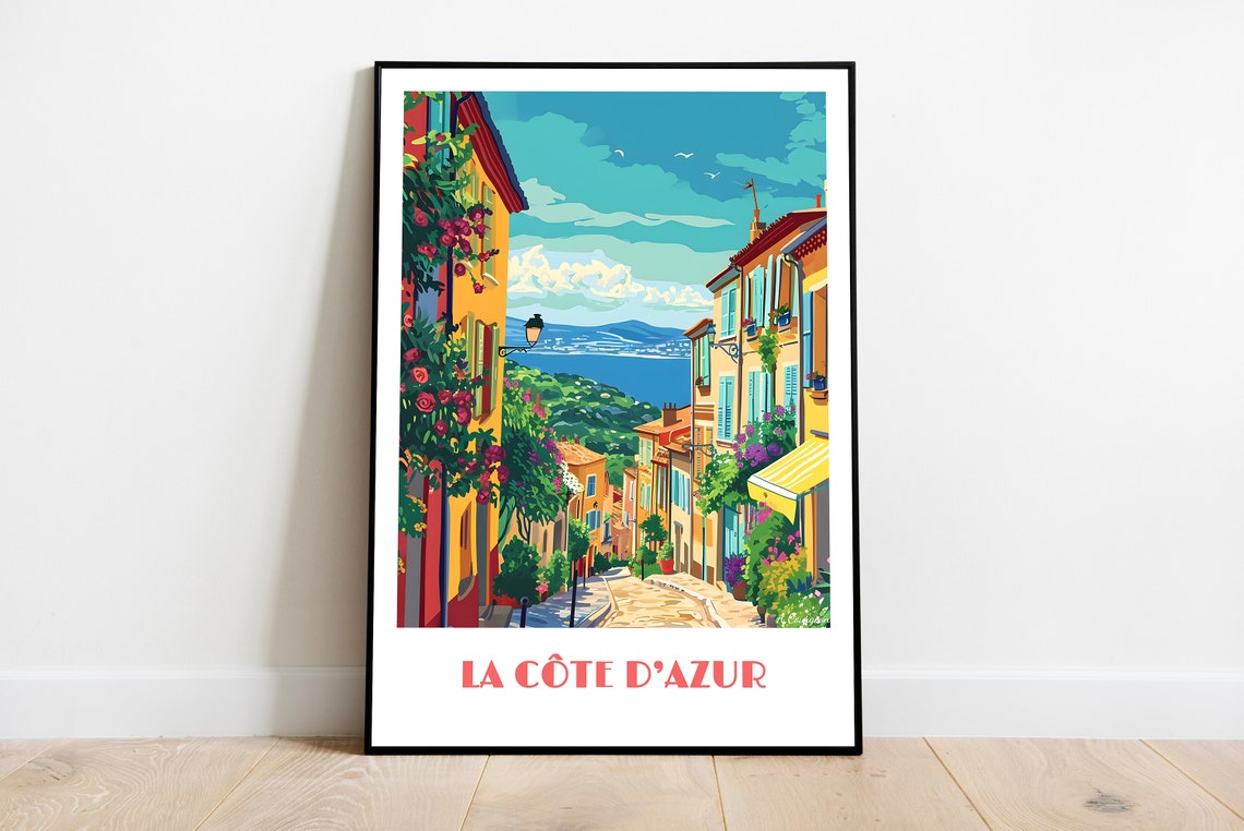 Handmade Cte Dazur Poster Wall Art Modern Travel Framed Birthday Home Made Decor Gift Vector Illustration Print Painting Custom