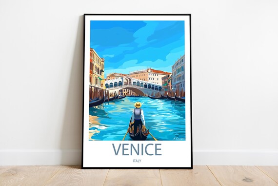 Venice Italy Rialto Bridge Gondola Grand Canal Travel Poster