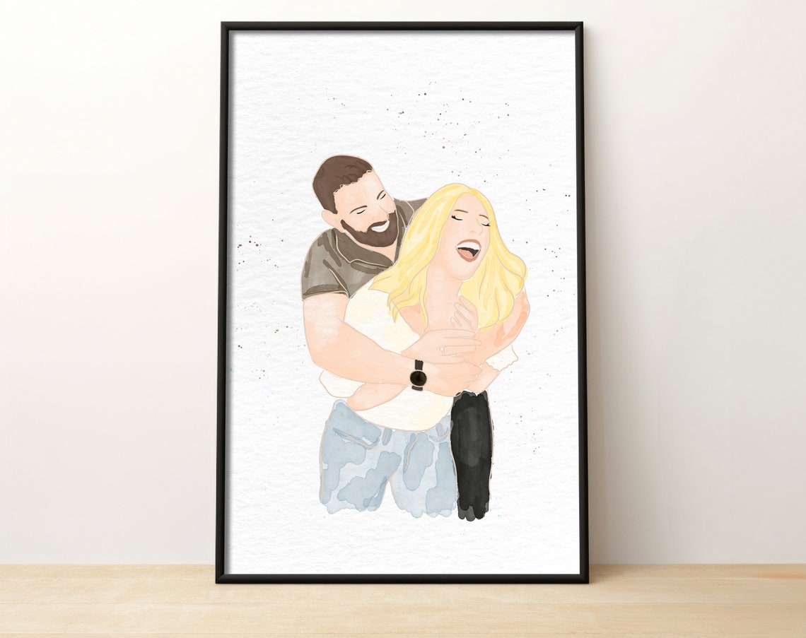 The Rocks Couple With Dog And Pink Roses Watercolor Keepsake Poster - Image 3