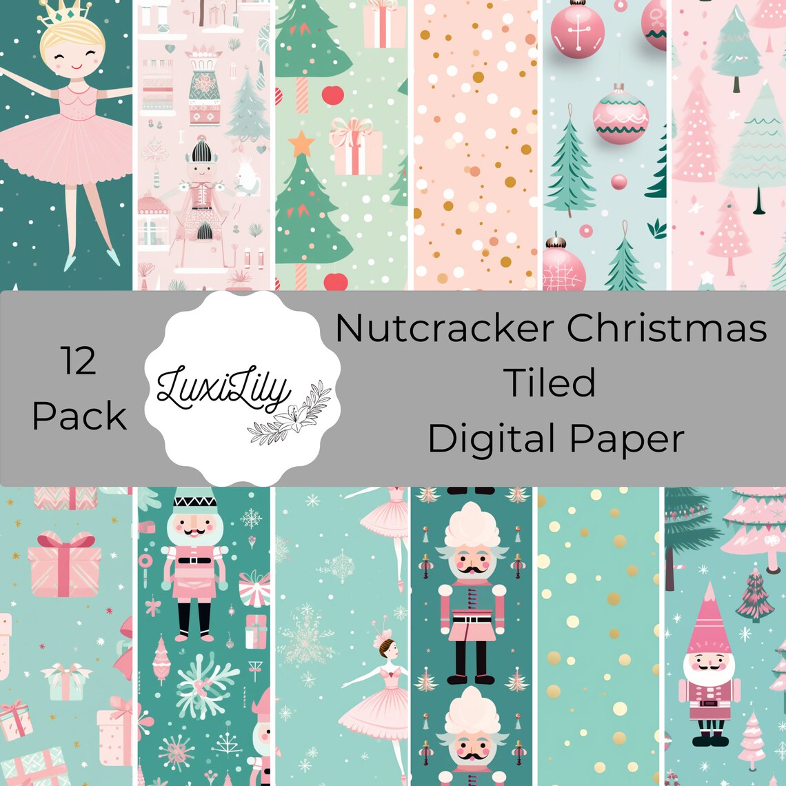 Seamless Nutcracker Christmas Pattern Art Print