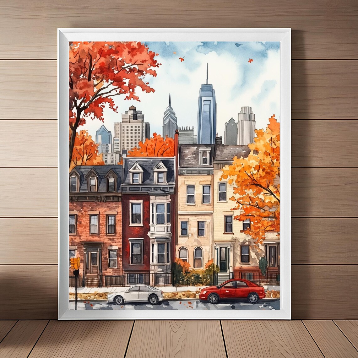Philadelphia Skyline Travel Poster, Cityscape Illustration