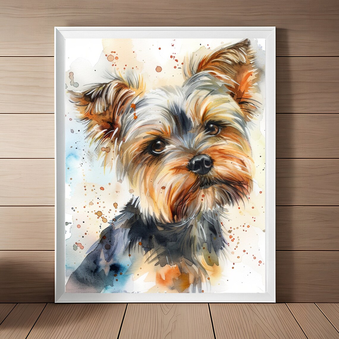 Yorkshire Terrier Watercolor Portrait Cute Yorkie Dog Poster