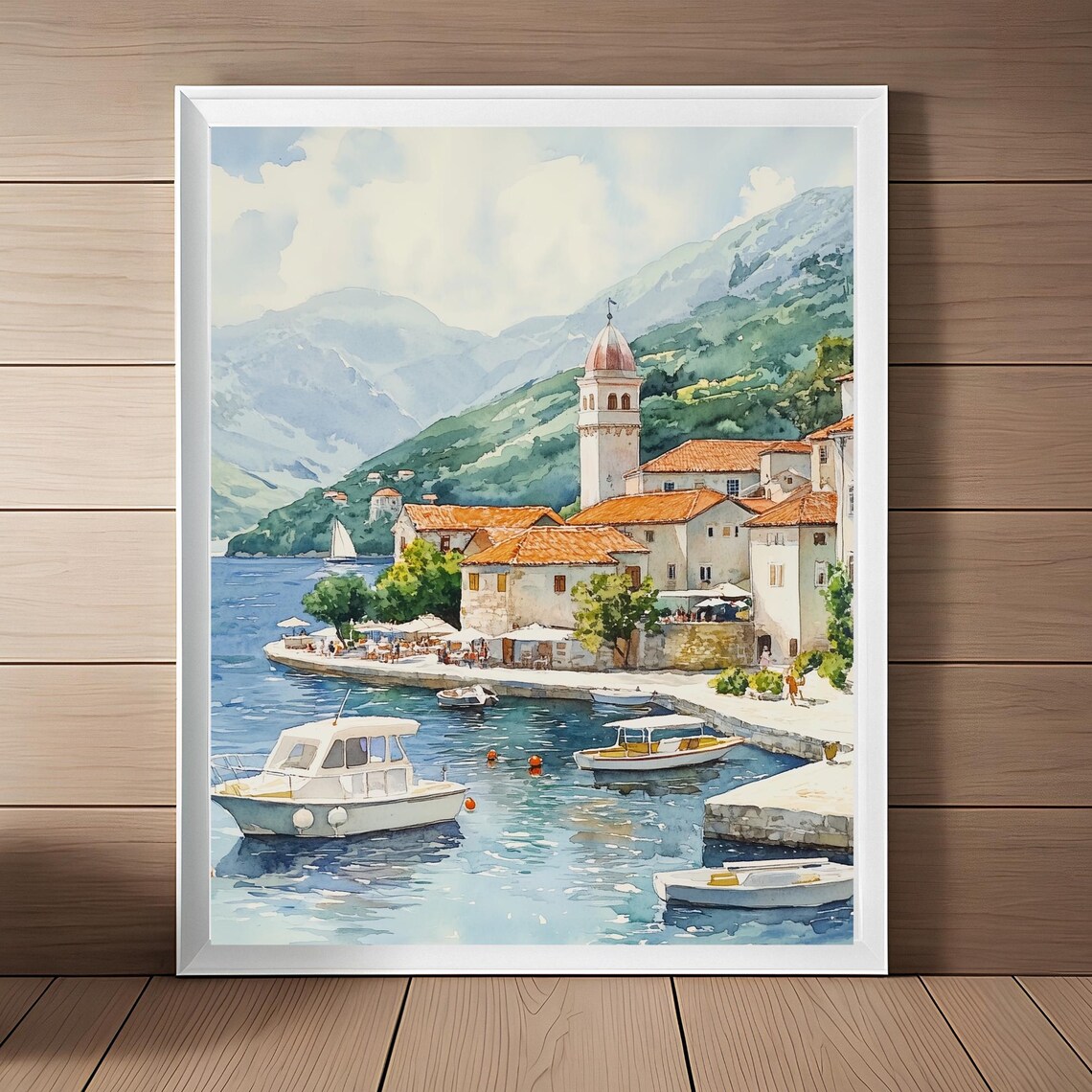 Montenegro Painting The Balkans Coastal Watercolor Print Adriatic Sea Wall Art Kotor Travel Poster Travel Art Gift Instant