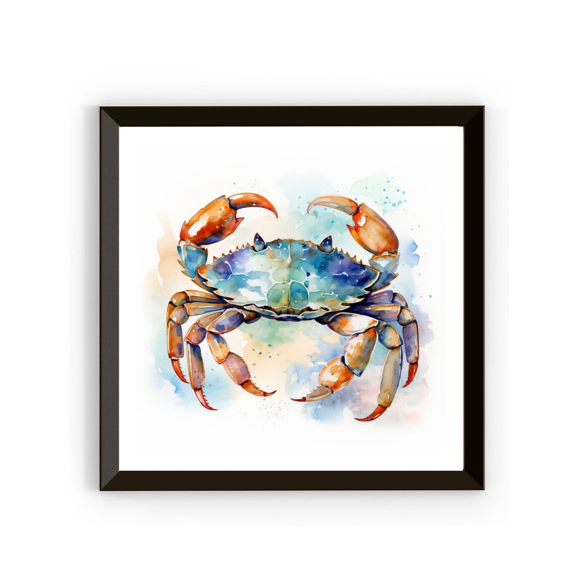 Blue Crab Watercolor Crustacean Coastal Art Print