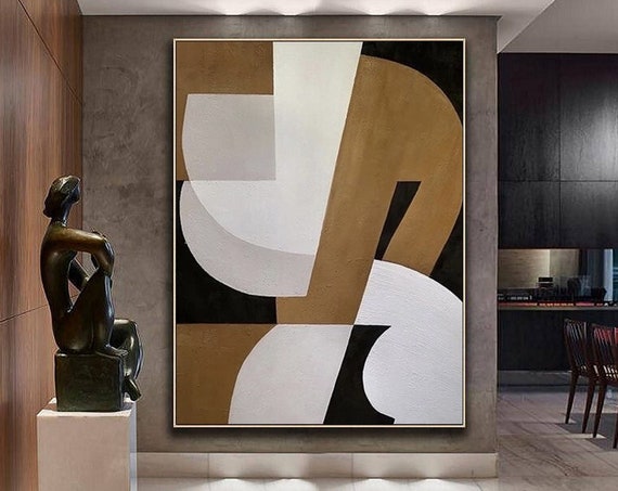 Brown And White Abstract Painting Black White Minimalist Painting On Modern Abstract Painting Neutral Art Work Wabi Sabi Wall Art