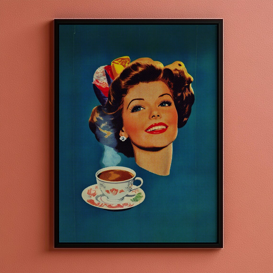 Vintage 1950s Coffee Poster Retro Mid Century Advertising Print Halftone Pop Art Wall Decor - Image 4