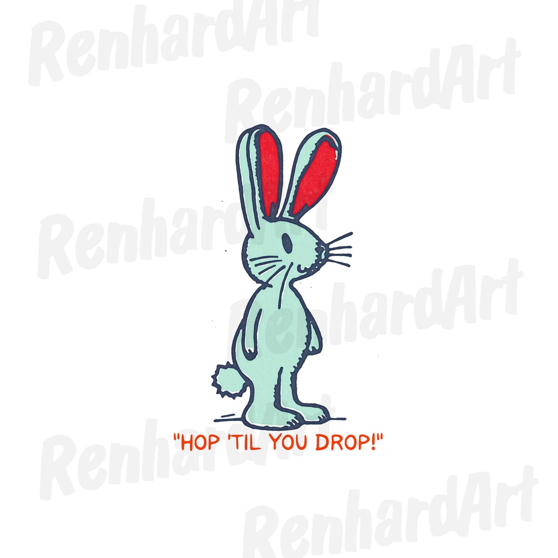 Hop Til You Drop Mint Green Bunny Funny Quote Poster for Kids Room Decor - Image 3