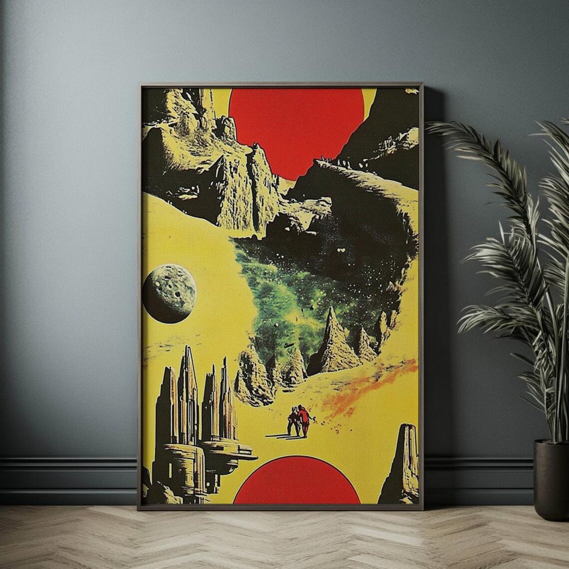 Retro Sci Fi Planet Astronaut Vintage Space Poster for Boys Room Decor - Image 3