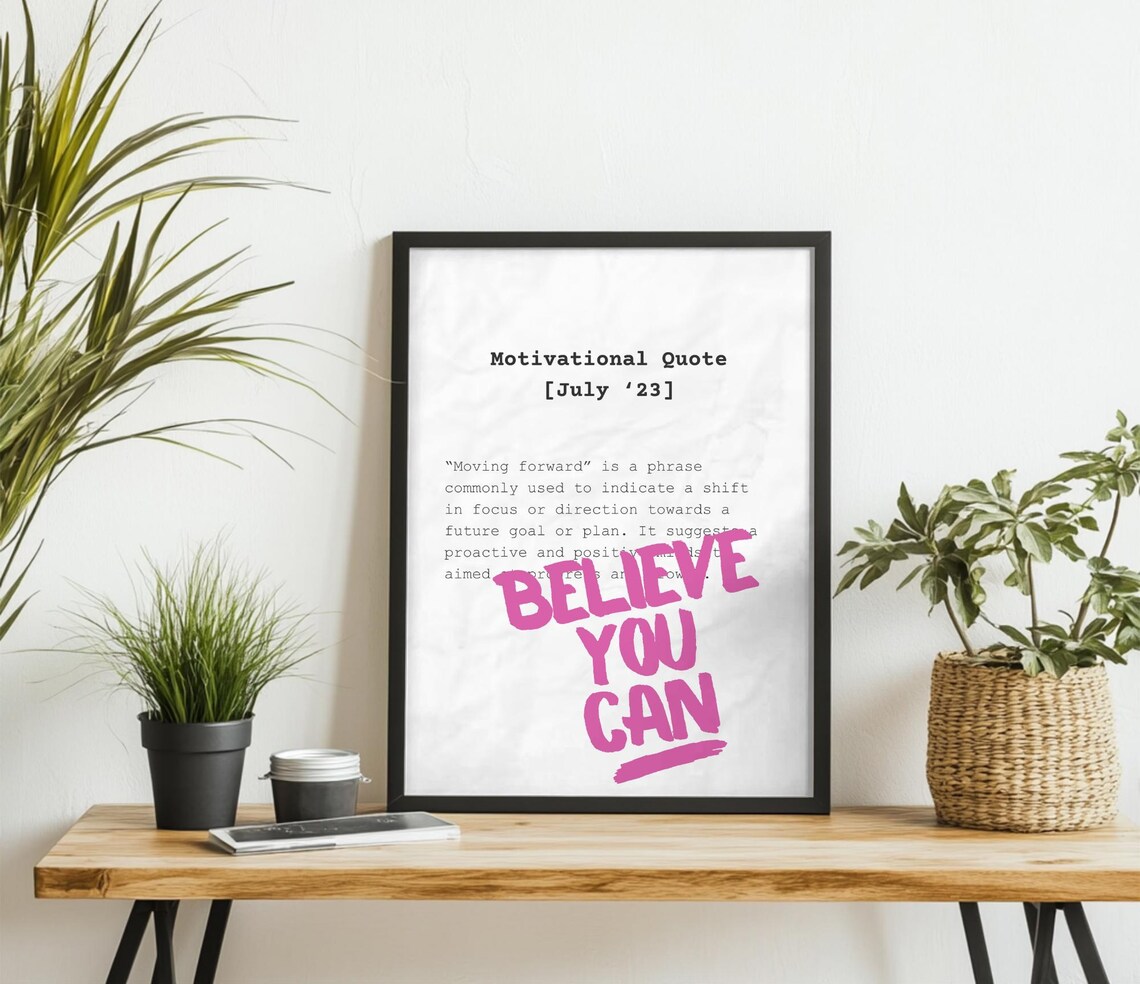 Believe You Can Pink Motivational Quote Dictionary Style Poster - Image 2