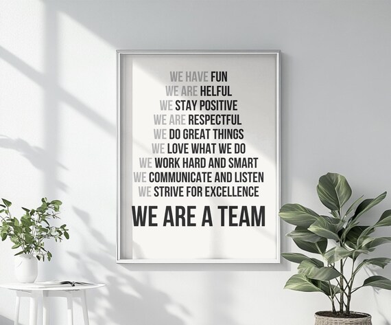 We Are a Team Office Teamwork Values Motivational Corporate Poster