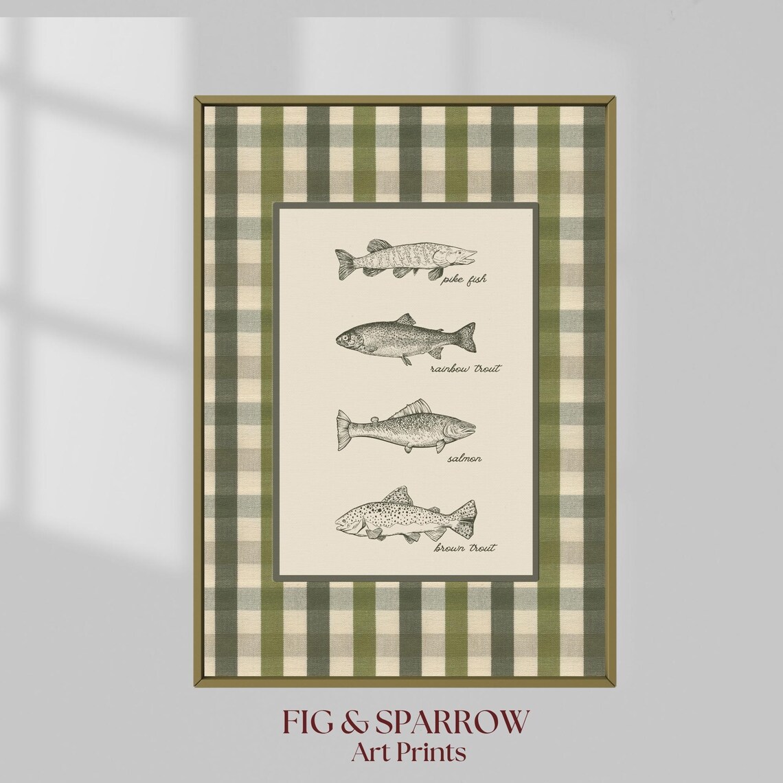 Vintage Fish Species Chart, Rustic Cabin Art Print