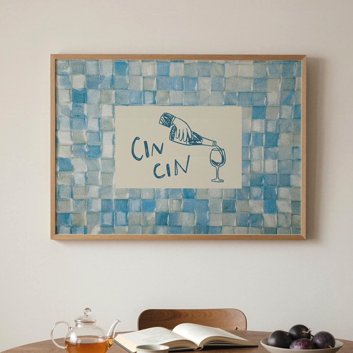 Cin Print Trendy Wine Poster, Kitchen Decor