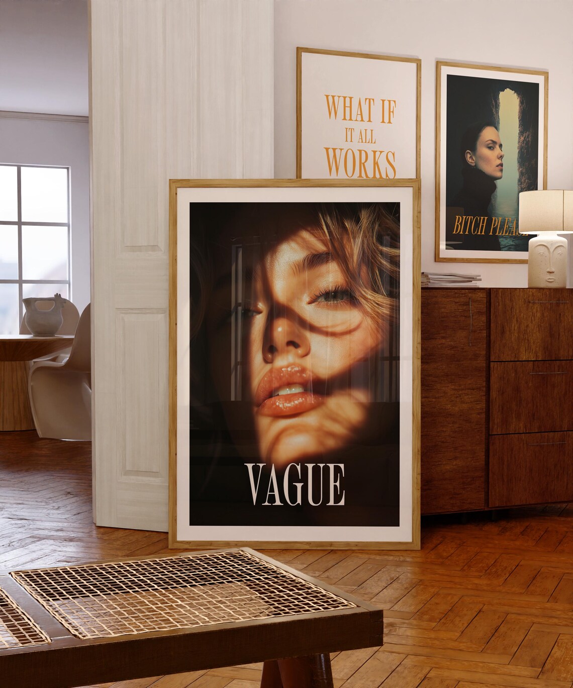 Vague Sunlit Fashion Portrait Woman Golden Hour Editorial Poster