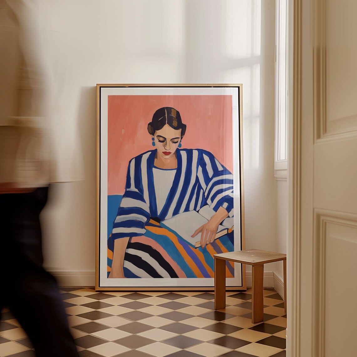 Woman Reading Art Print, Nordic Minimalist Decor - Image 3