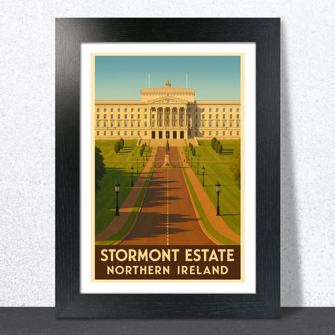 Stormont Estate Northern Ireland Parliament Buildings Vintage Poster