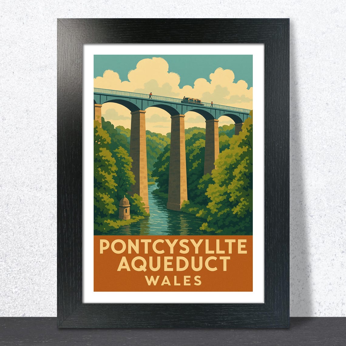 Pontcysyllte Aqueduct Wales Vintage Engineering Travel Poster
