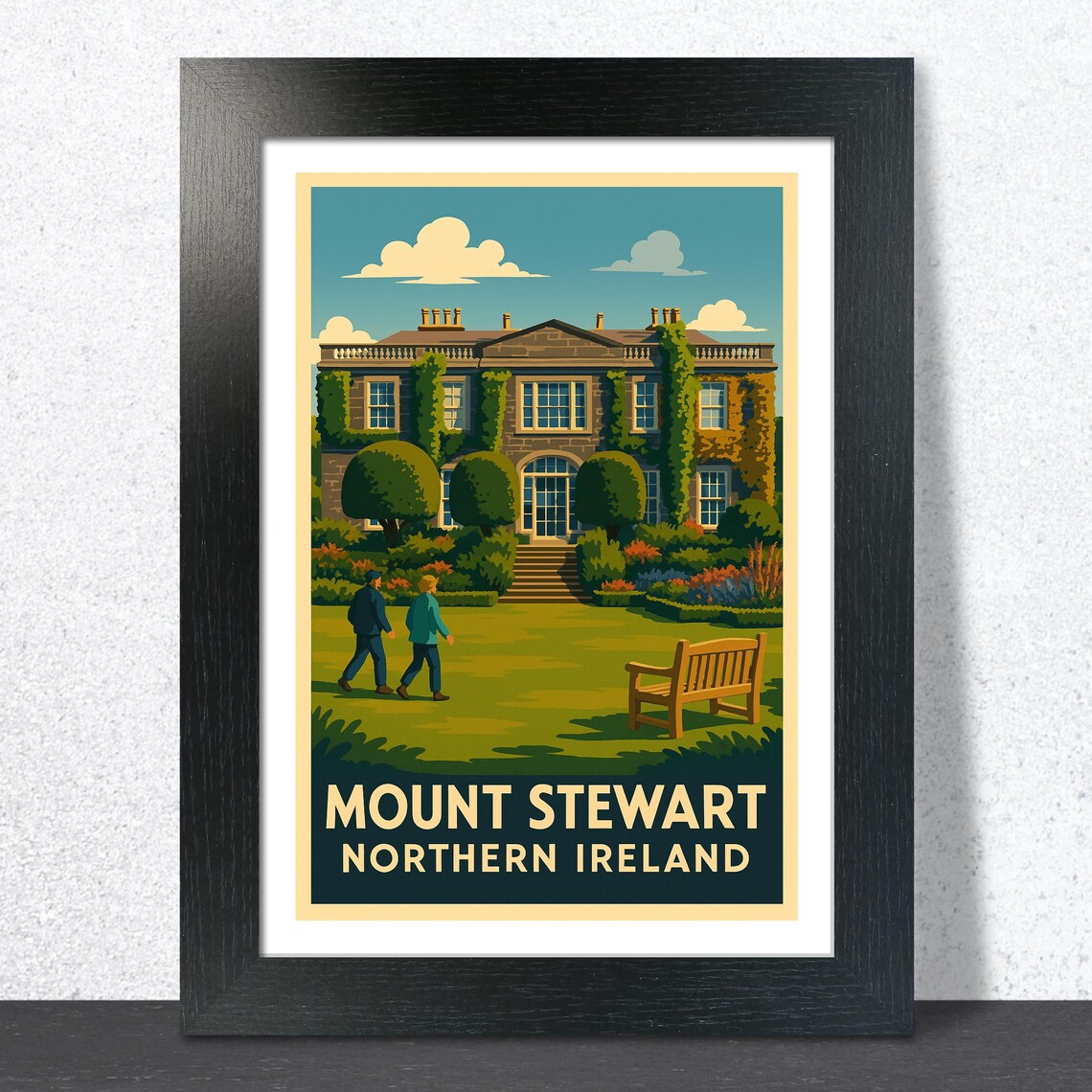 Mount Stewart Northern Ireland Vintage Travel Poster Manor Garden