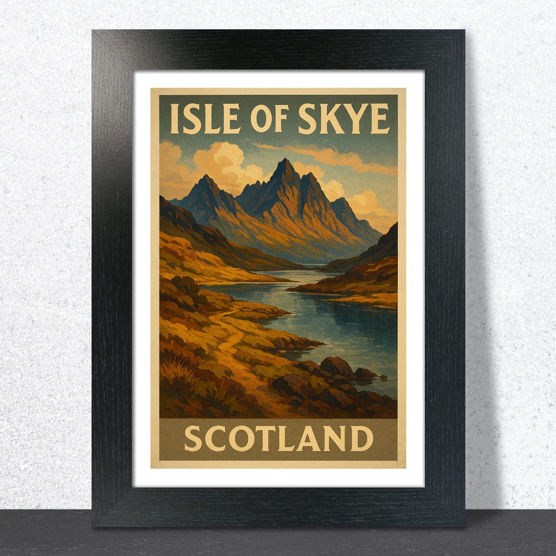Isle of Skye Scotland Cuillin Mountains Vintage Lakeside Poster