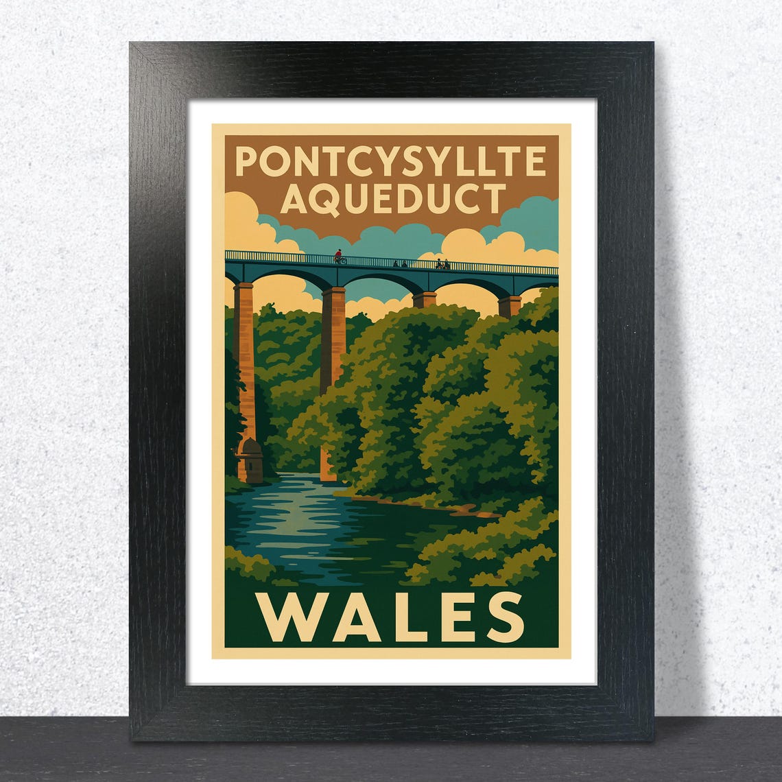 Pontcysyllte Aqueduct Wales Vintage Engineering Travel Art Poster