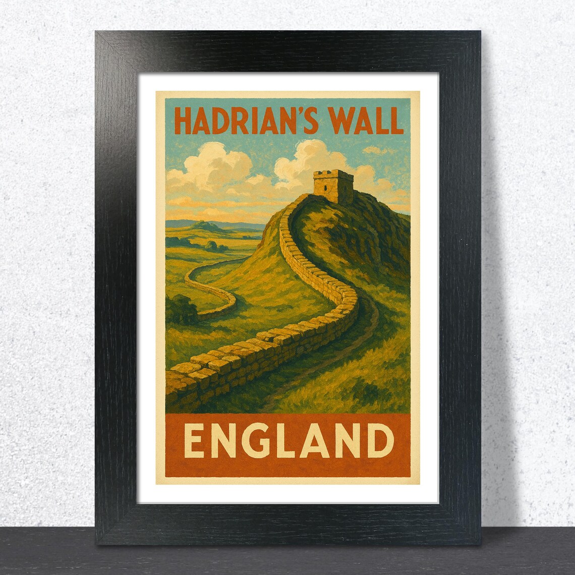 Hadrians Wall England Vintage Travel Poster