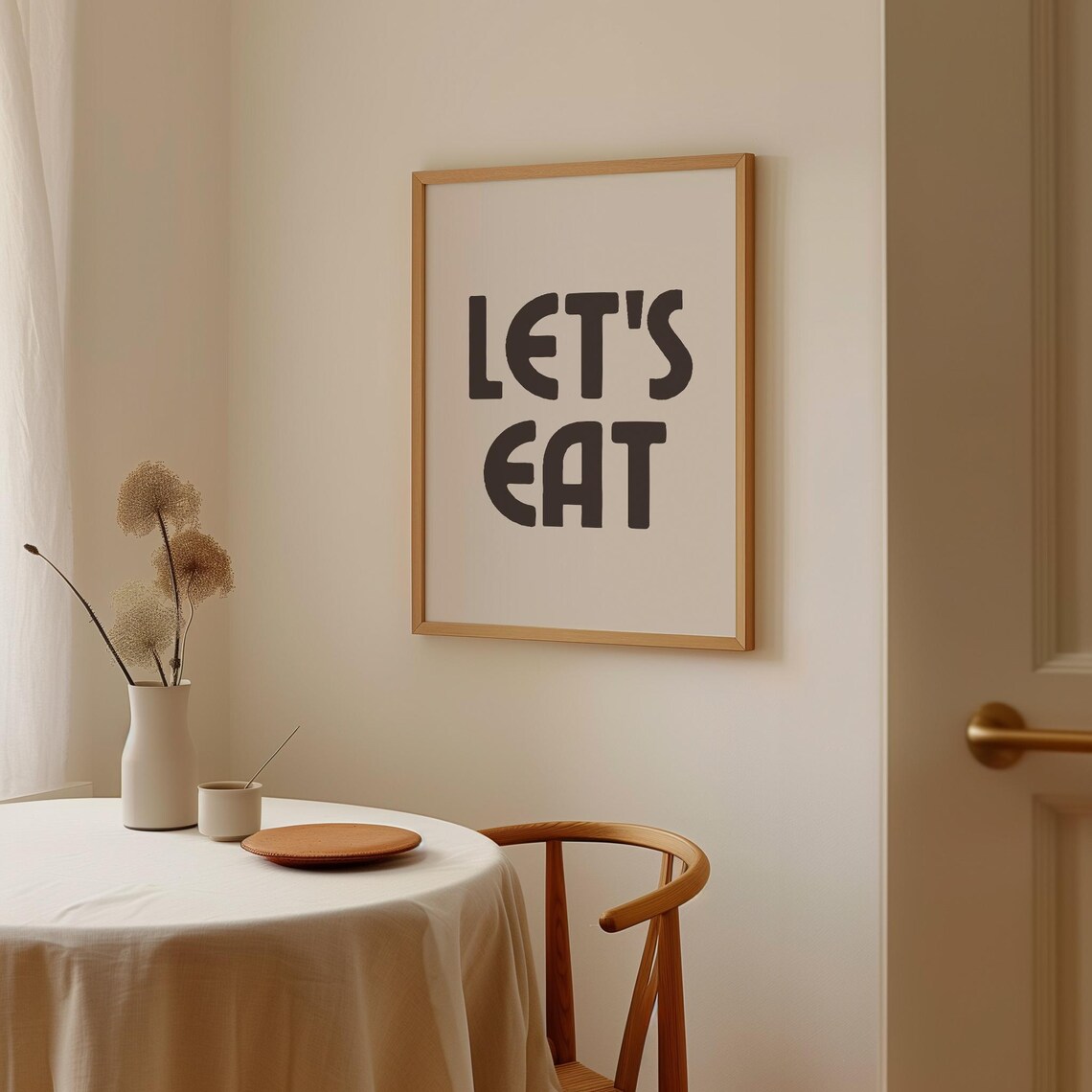 Lets Eat Bold Black Retro Typography Cream Kitchen Dining Room Sign Poster - Image 2