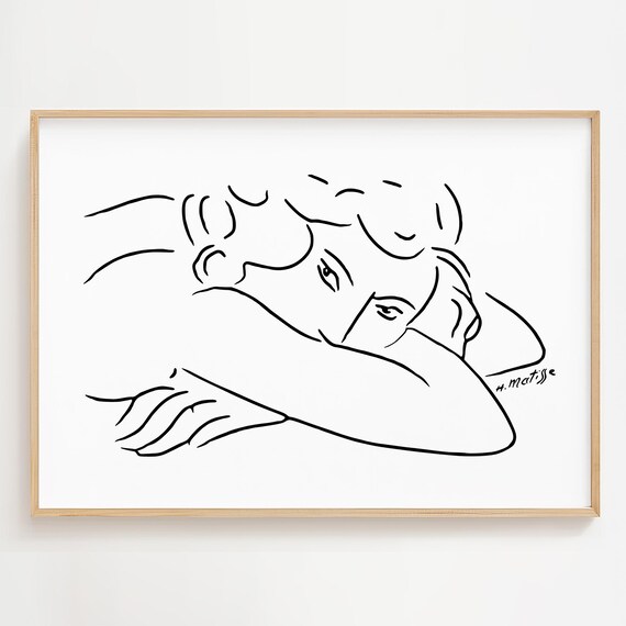 Matisse Woman Sketch Print, Minimalist Bedroom Art