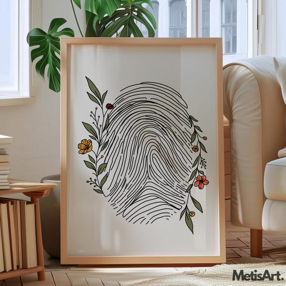 Floral Fingerprint Art Print, Forensic Science Gift
