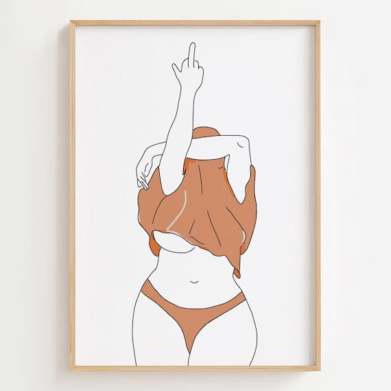 Curvy Woman Line Art Print, Body Positive Feminist